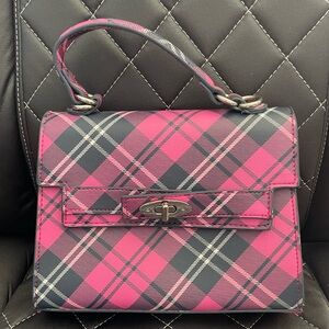 NWT Madden NYC clutch and bucket hat in pink plaid.